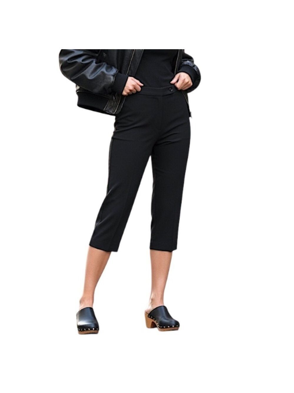 Investments trendy black slim fit high rise pedal pushers capri pants 6